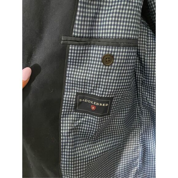 Saddlebred Navy 4 Way Stretch Blazer SZ 42 Short - Picture 9 of 11